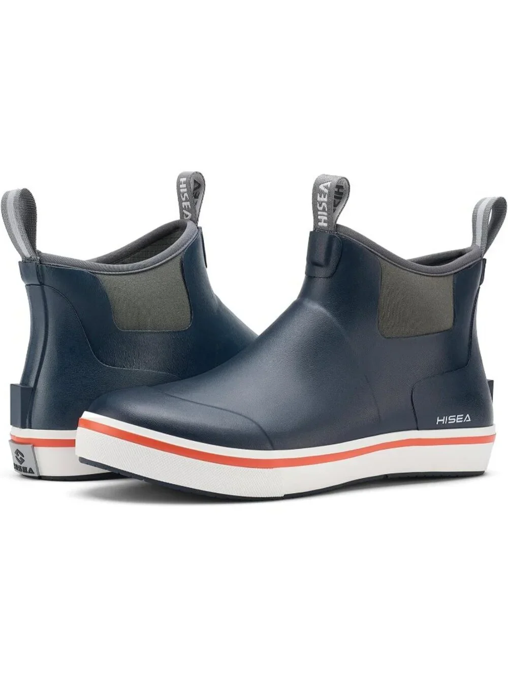 Men's Navy Ankle Deck Waterproof Rubber Neoprene Fishing Non-Slip Rain Boots